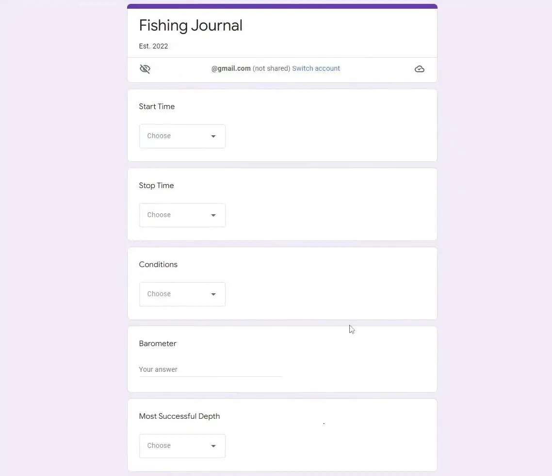 Fishing journal