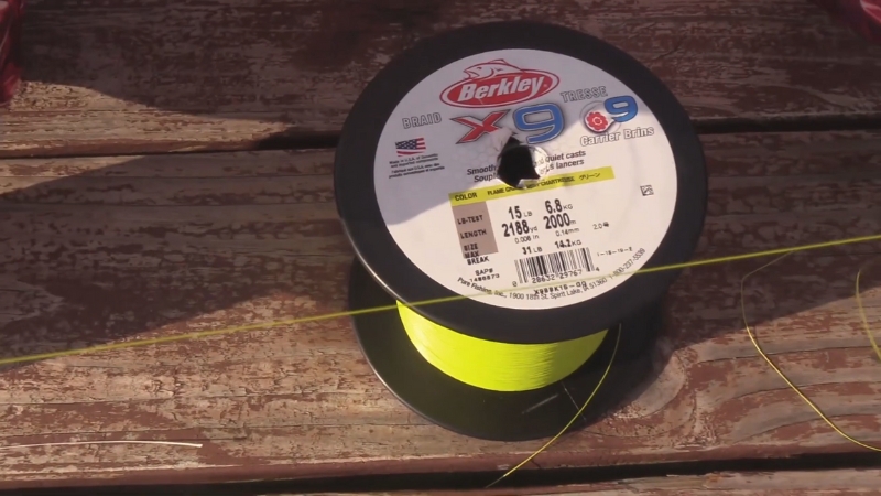 Berkley X9 Braided Fishing Line Spool with Yellow Line Visible